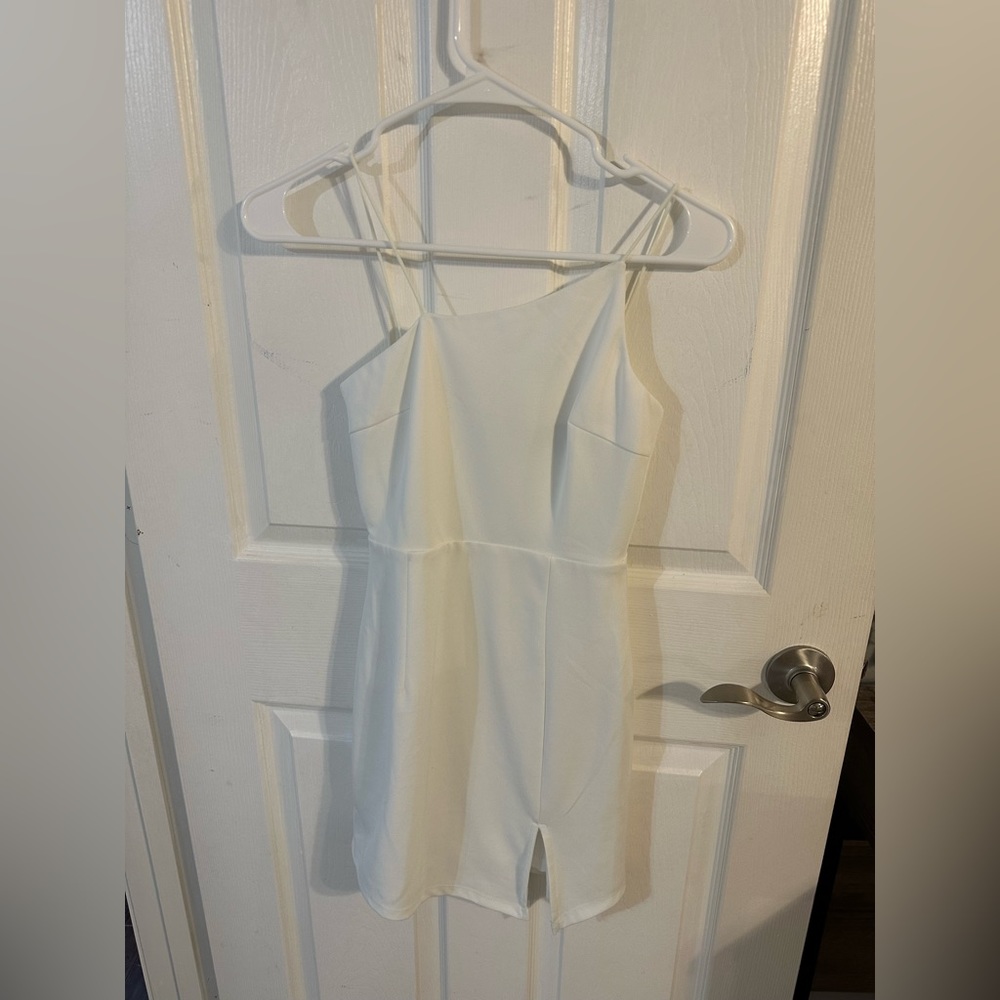 Lulus Party For Two Ivory Asymmetrical Bodycon Mini Dress